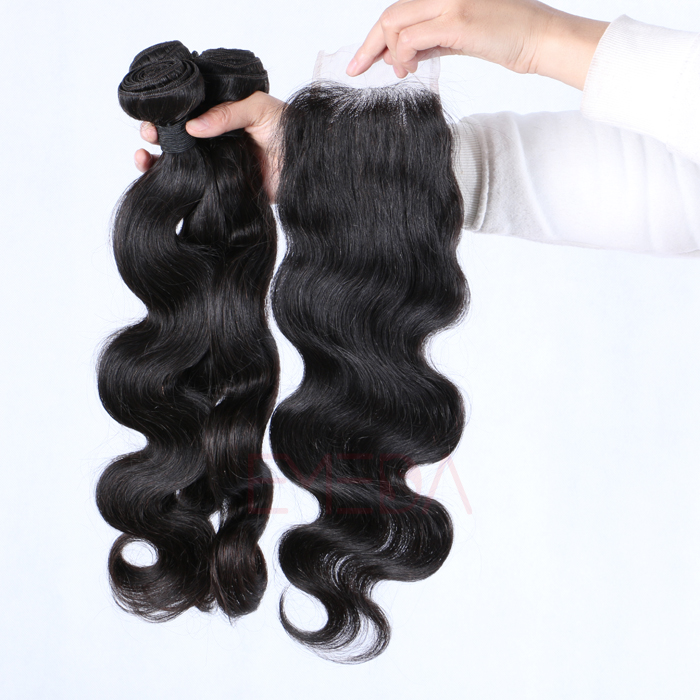 EMEDA Free Style Brazilian Hair Lace Closure body wave with Baby hair HW053